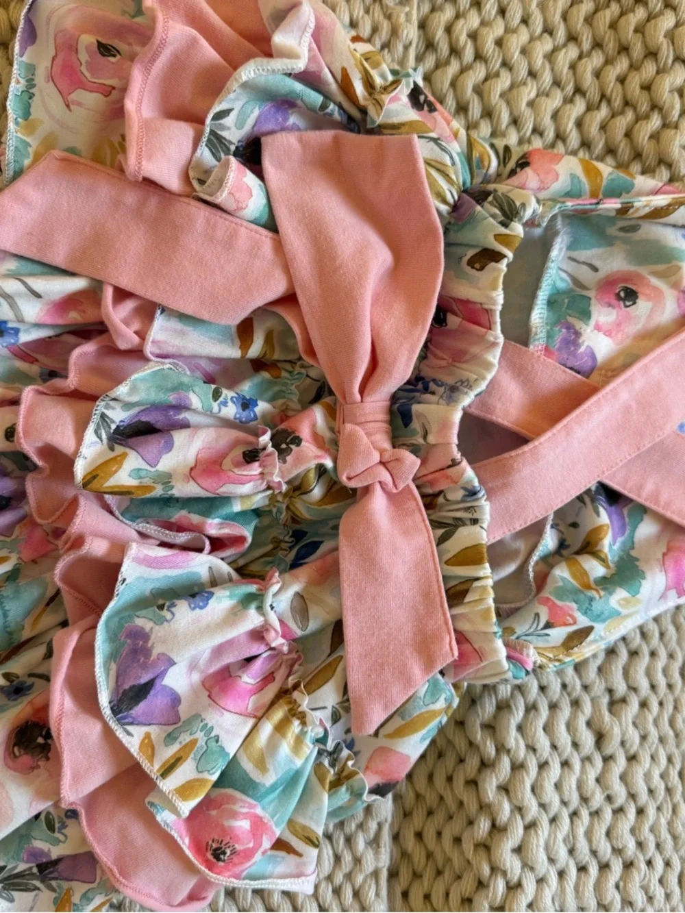 Abby and Evie Floral Ruffle Bubble Size 12m
